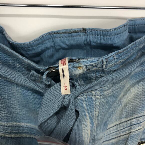 Free People The Cargo Utility Pant Jean Pockets Tie Oversize Fade Blue L - Picture 3 of 7